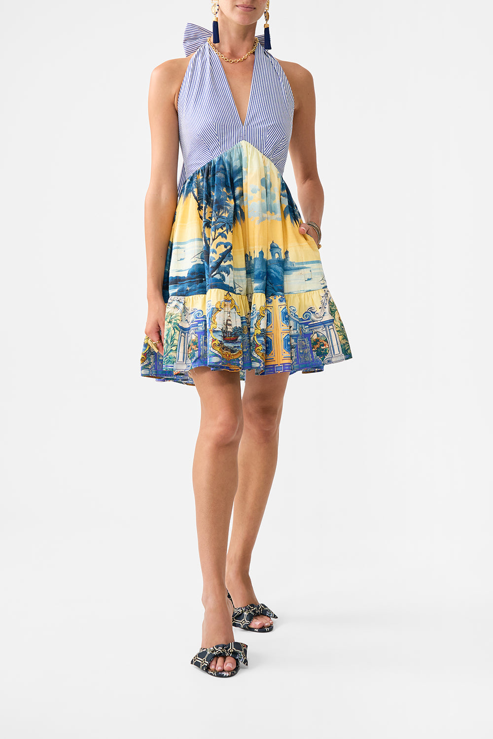 RUFFLE HEM HALTER SHORT DRESS SONG OF SAINT ANTHONY