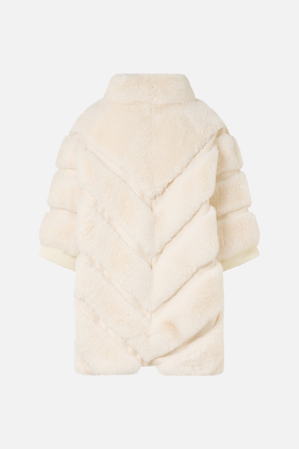 FAUX FUR SHORT SLEEVE SLOUCH JACKET TILED IN TIME