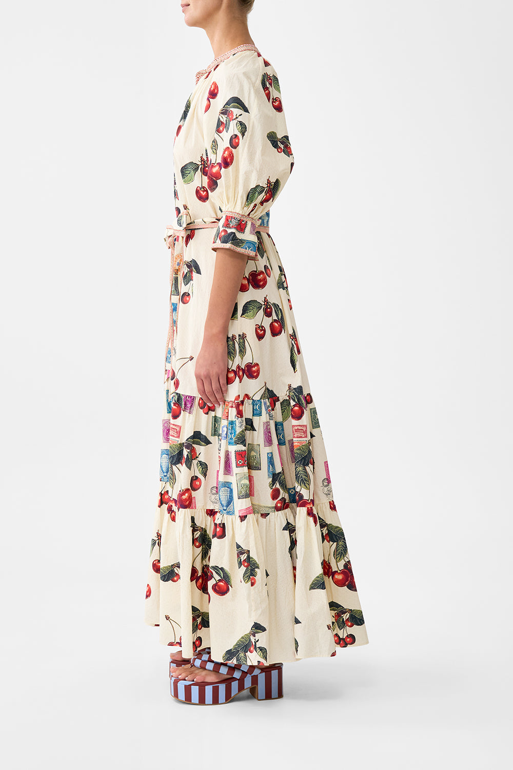 TIERED SHIRT DRESS WITH SHORT SLEEVE NOTES FROM THE ROAD