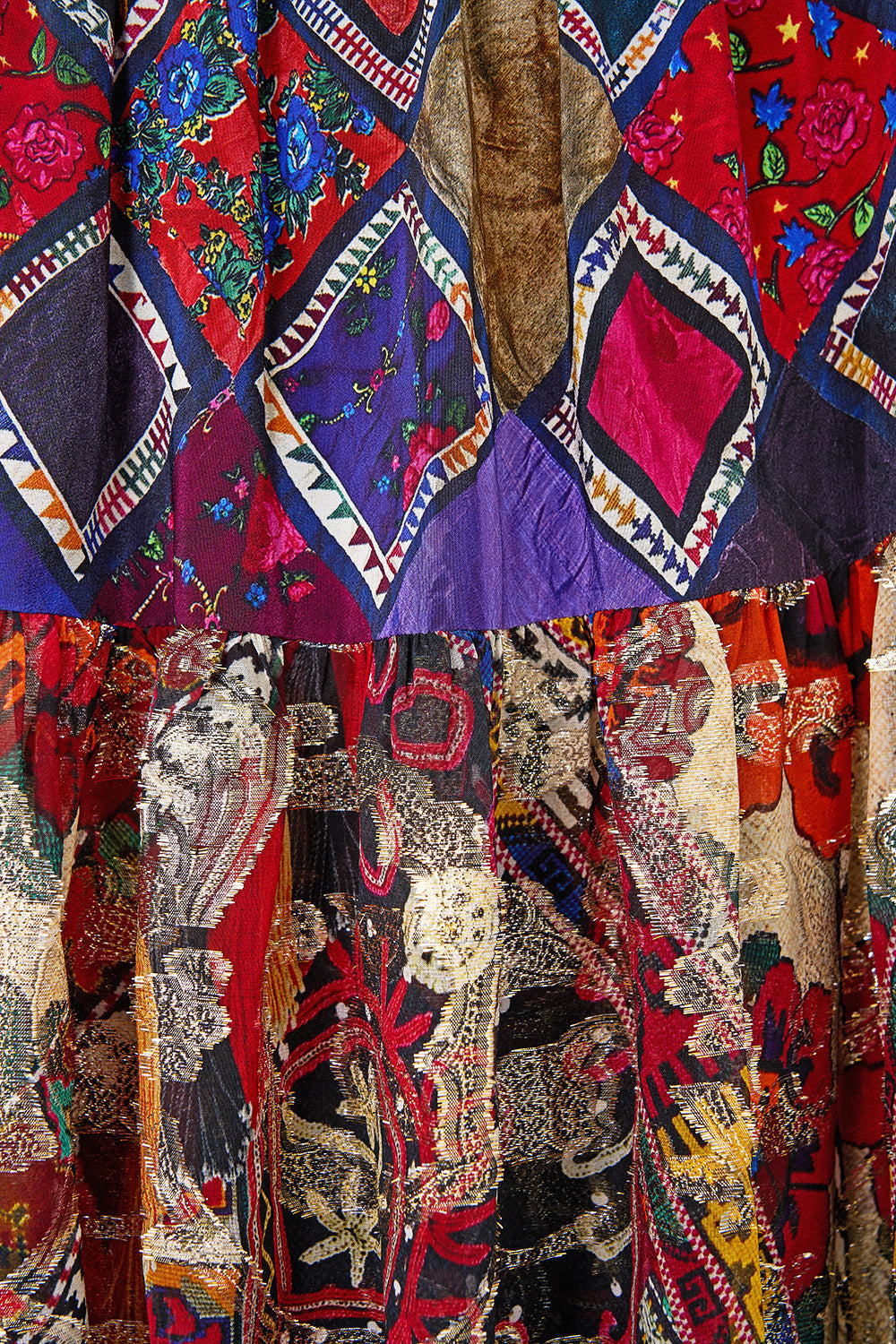 WRAP SKIRT WITH GATHERED PANELS PATCHWORK ALCHEMY