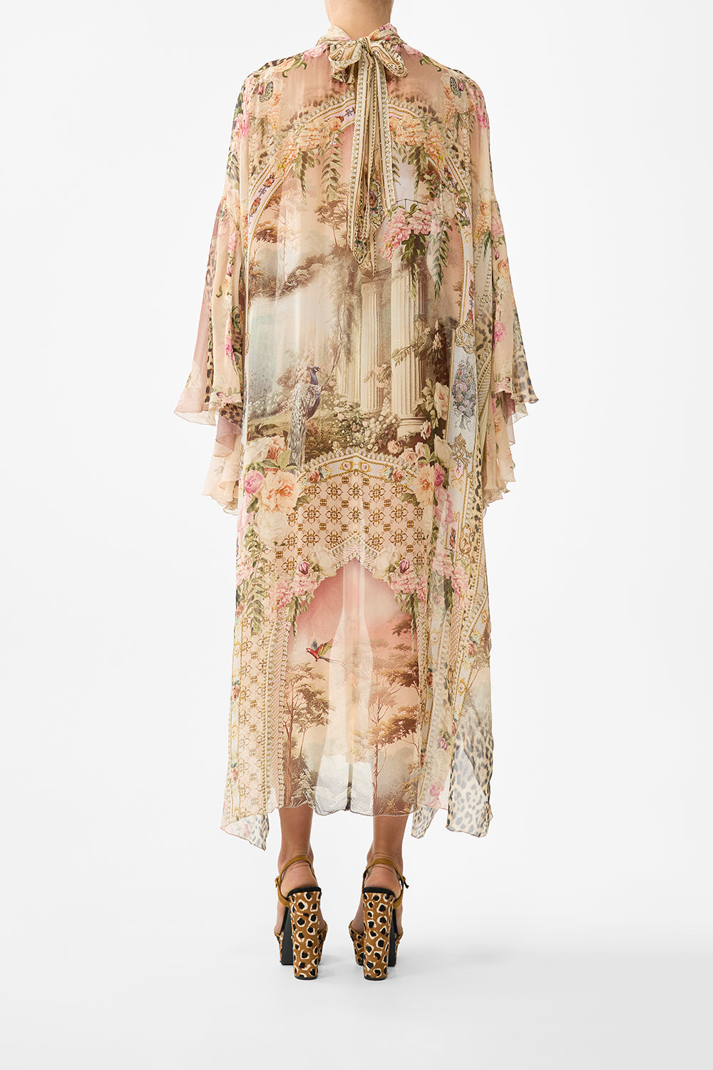 HIGH NECK RUFFLE KAFTAN WATERCOLOUR WONDERLAND