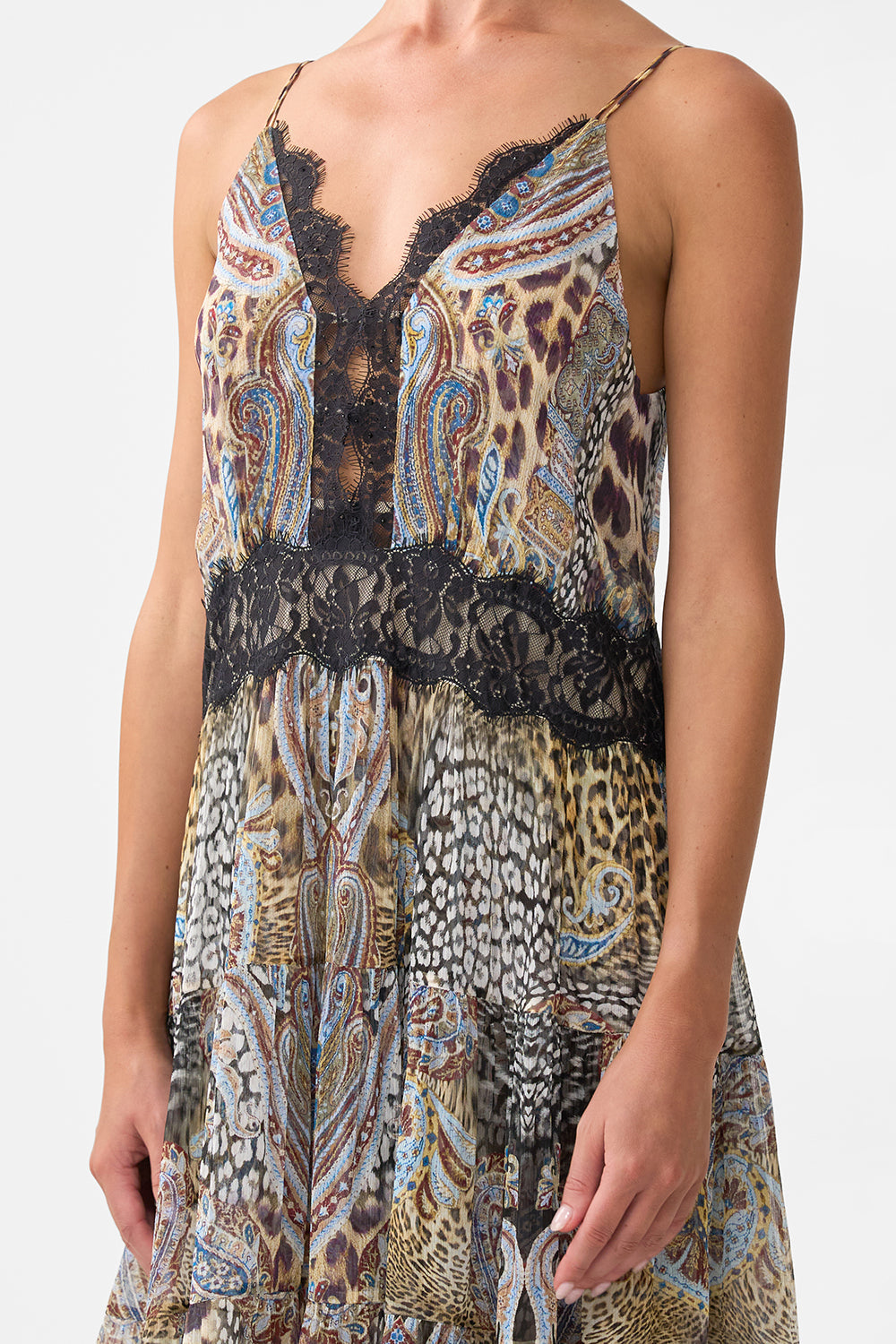 TRAPEZE TIERED DRESS WITH LINING ISTANBUL ANIMALIA