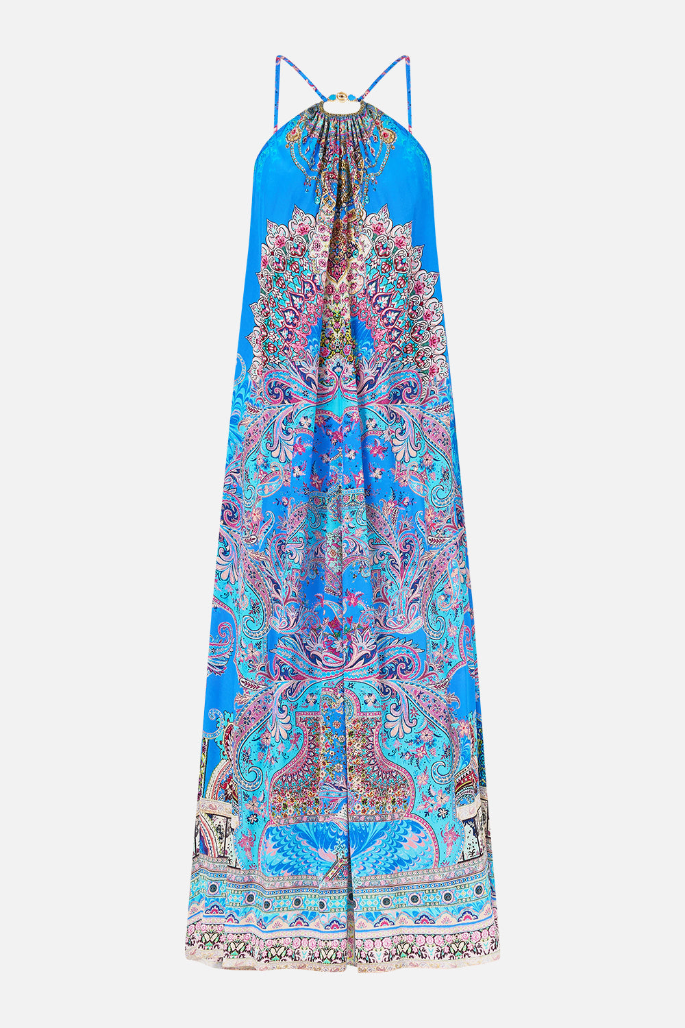 GATHER NECK HARDWARE MAXI DRESS FOOTSTEPS IN FOLKLORE