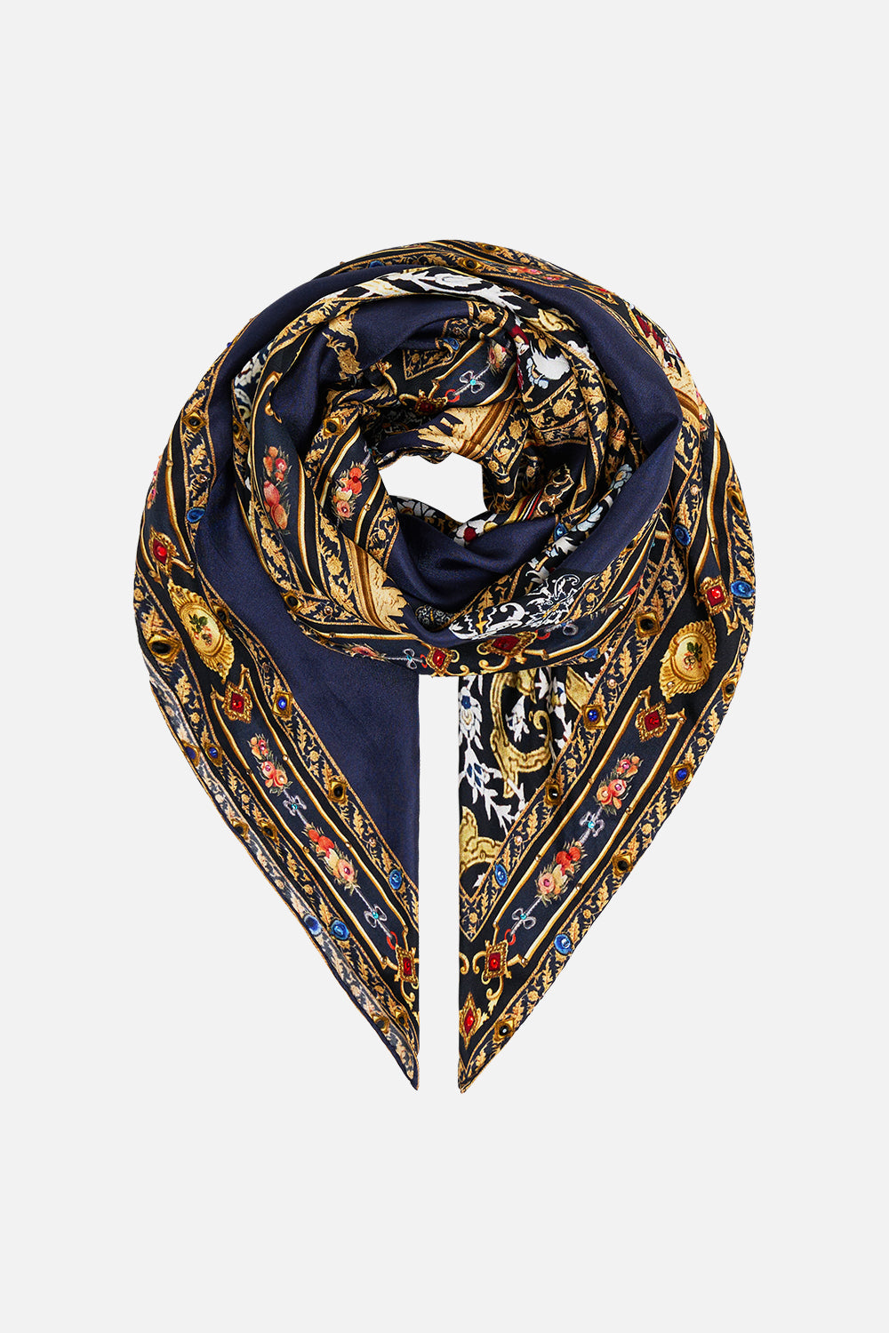 LARGE CRYSTALLED SILK SQUARE SCARF THE IMPERIAL GATE