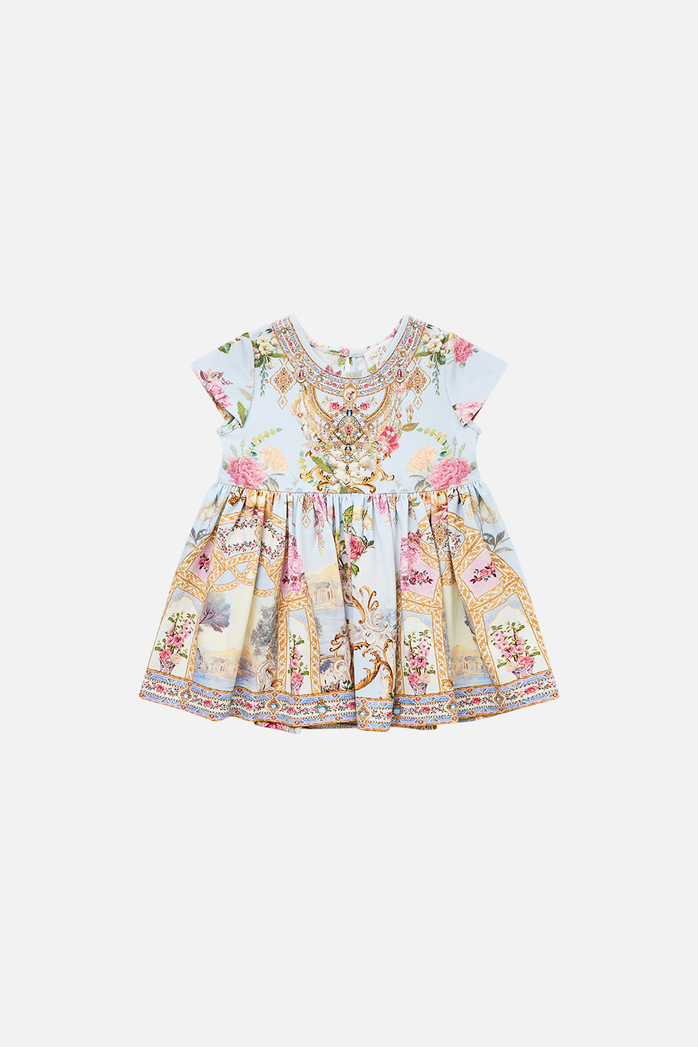 BABIES TEE DRESS WITH GATHERED SKIRT TILED IN TIME