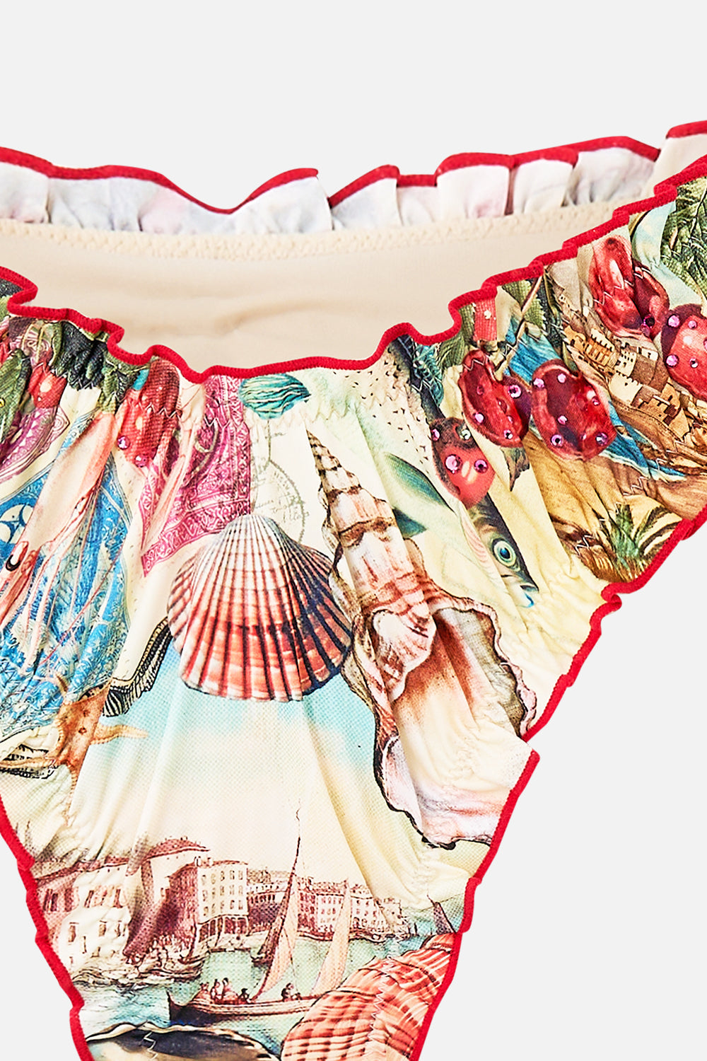 RUCHED SKIMPY BIKINI BOTTOM WITH TIE SIDES NOTES FROM THE ROAD