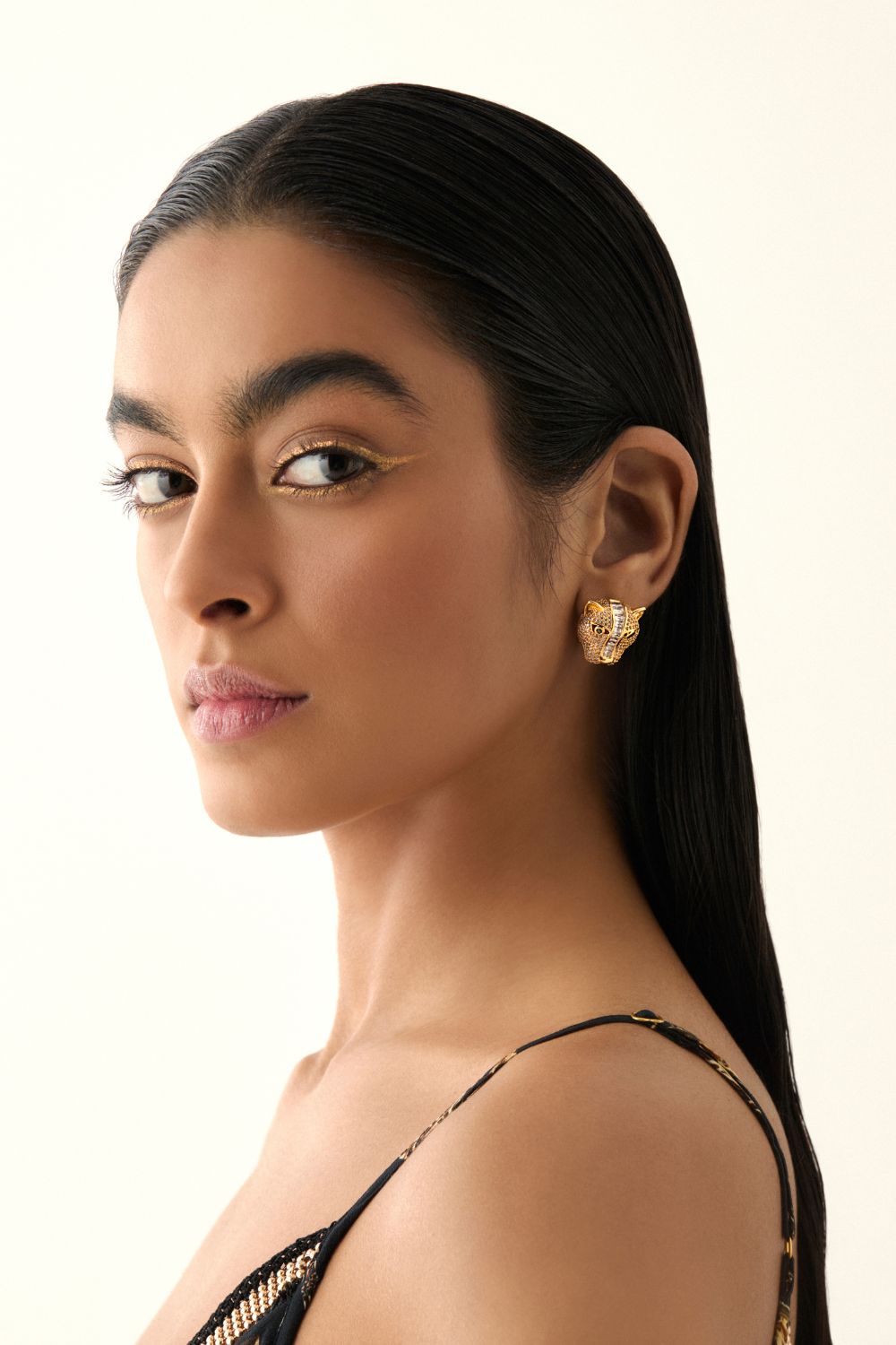 FIERCE FOLKLORE BASTET STUD EARRINGS GOLD