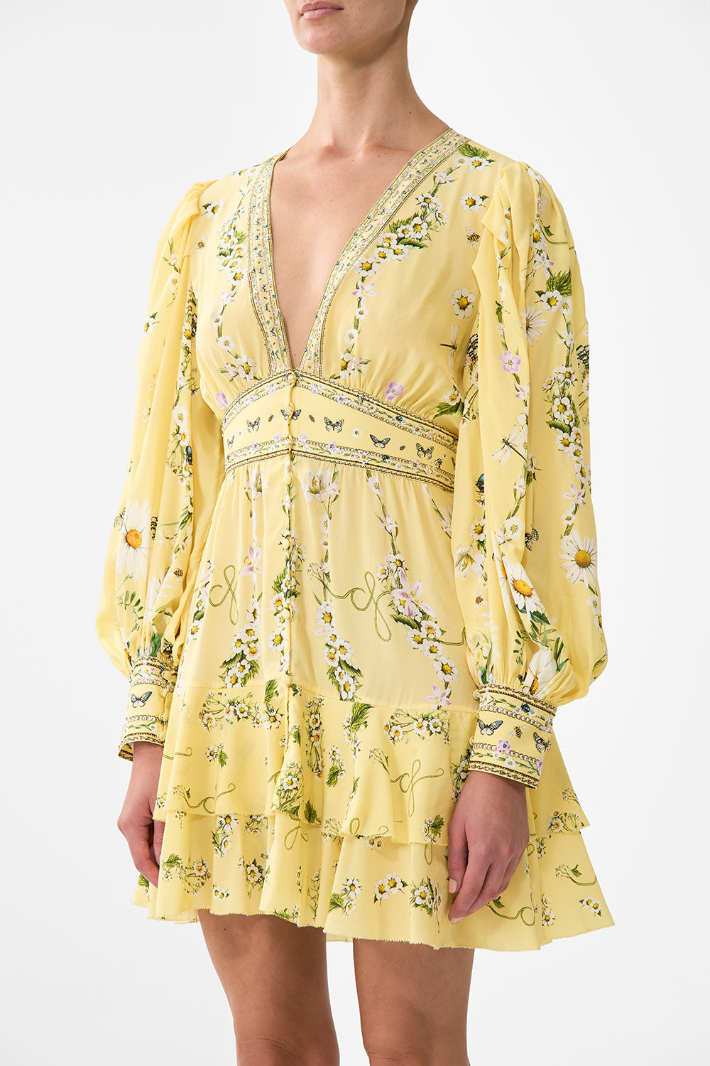 The CAMILLA Button Front Frill Dress in our Daisy Chains print.