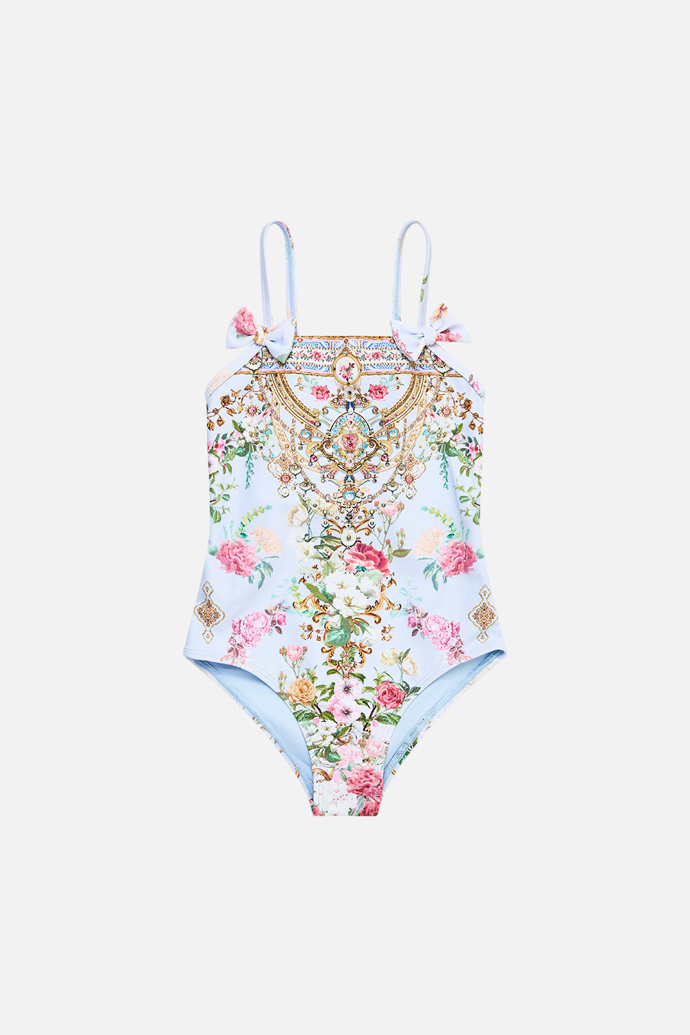 KIDS STRAIGHT NECK ONE PIECE WITH BOWS TILED IN TIME