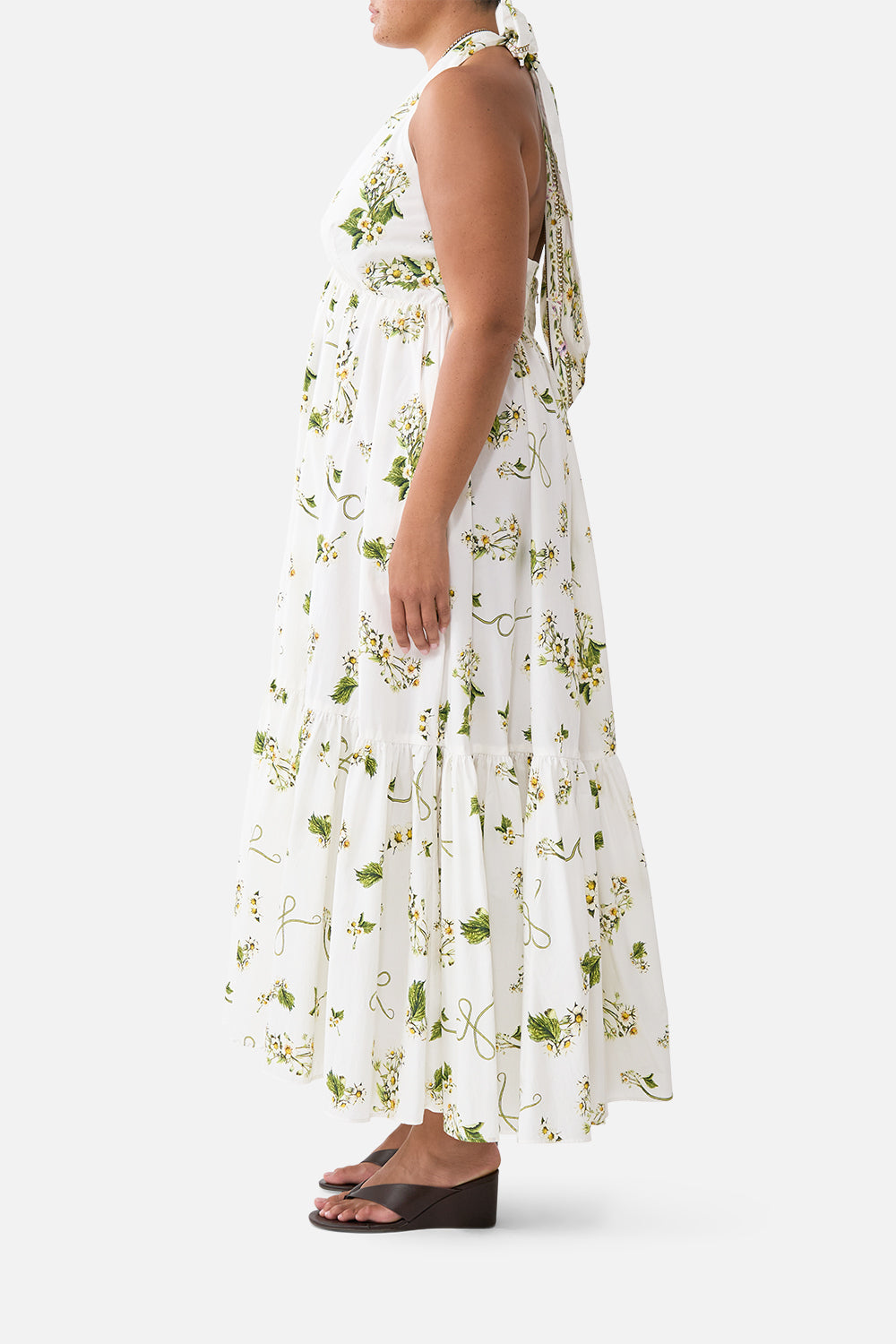 RUFFLE HEM HALTER DRESS BOTANICAL UTOPIA
