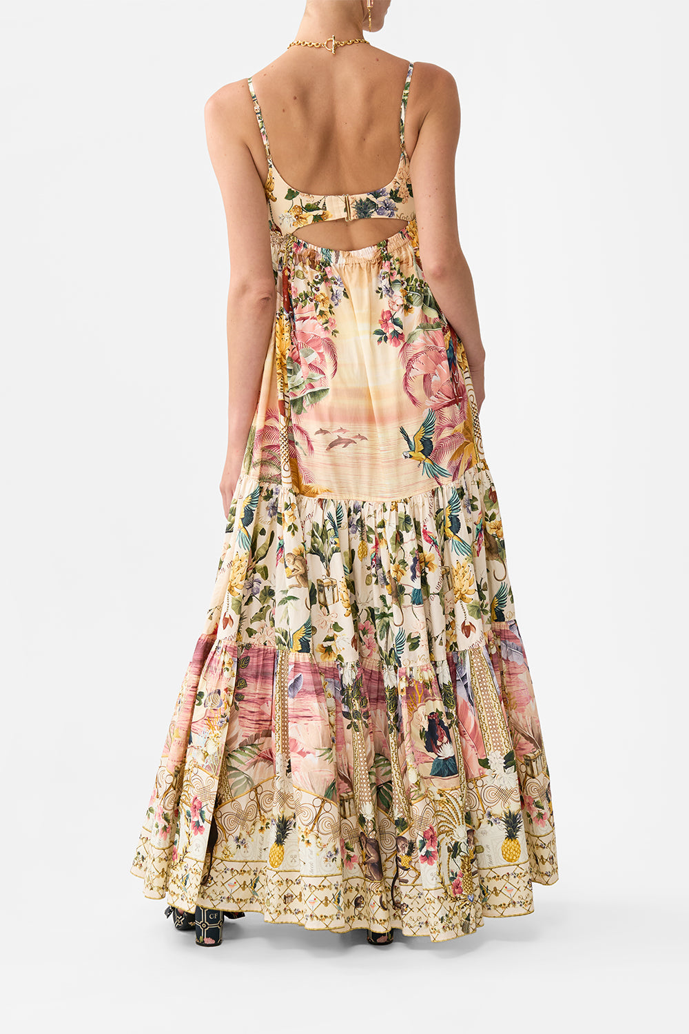 LONG DRESS WITH JERSEY BODICE WELCOME TO THE WHITE LOTUS