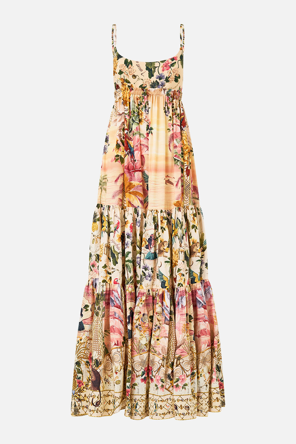 CAMILLA Long Dress With Jersey Bodice in Welcome To The White Lotus print