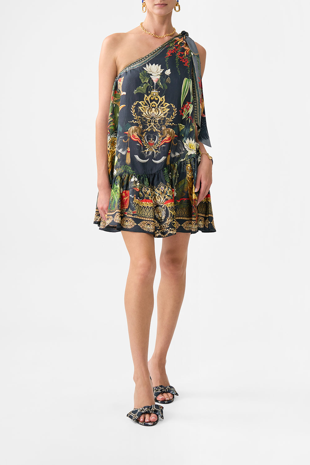 TIE ONE SHOULDER SHORT DRESS READY FOR MY WELCOME DRINK