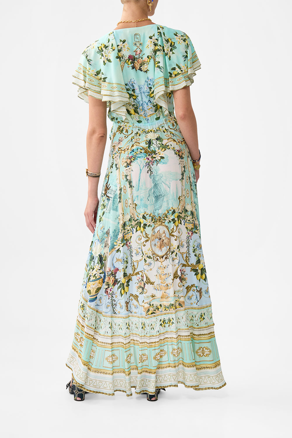 FRILL SLEEVE LONG DRESS VENUS ON A VESPA