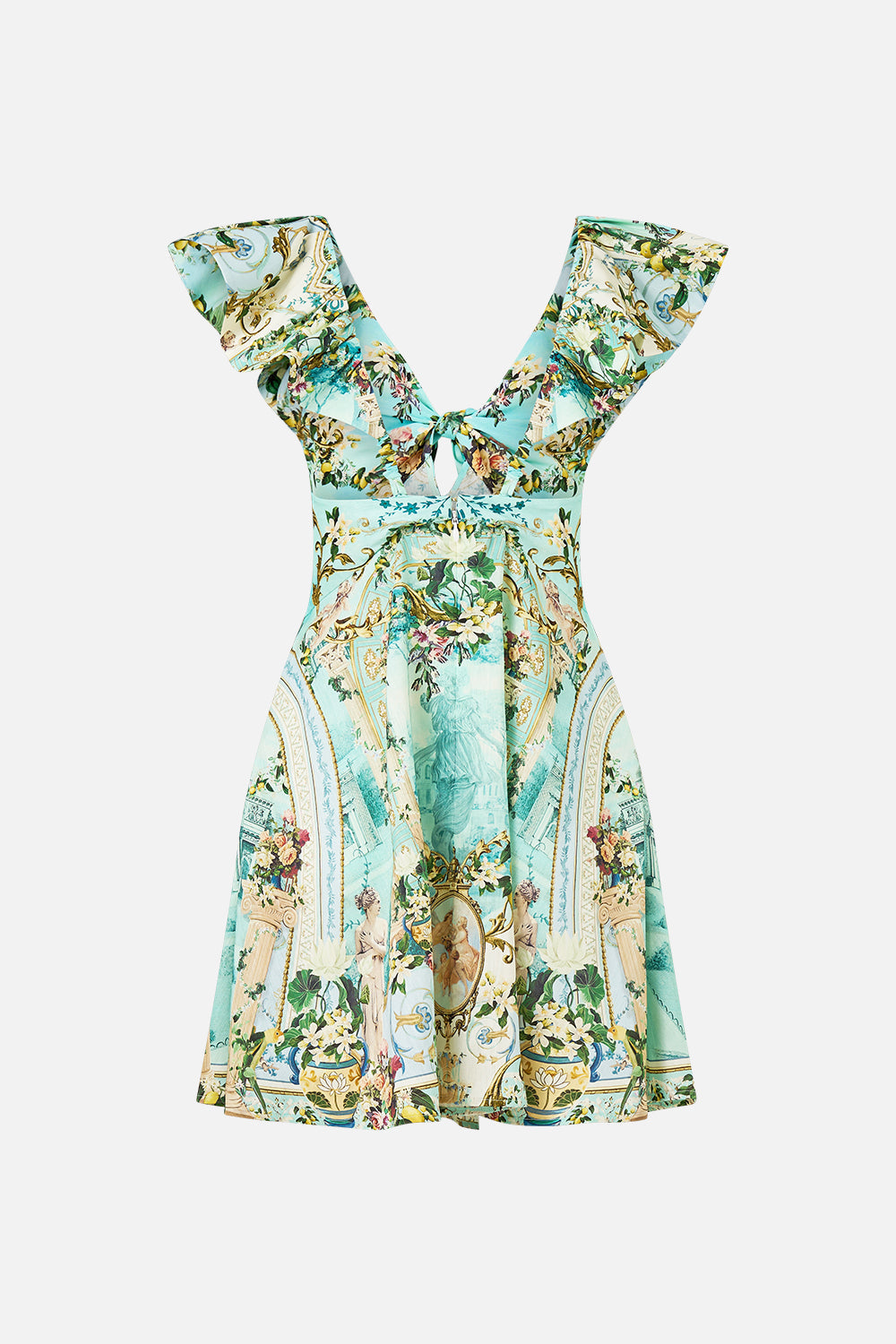 TIE FRONT FRILL SLEEVE SHORT DRESS VENUS ON A VESPA