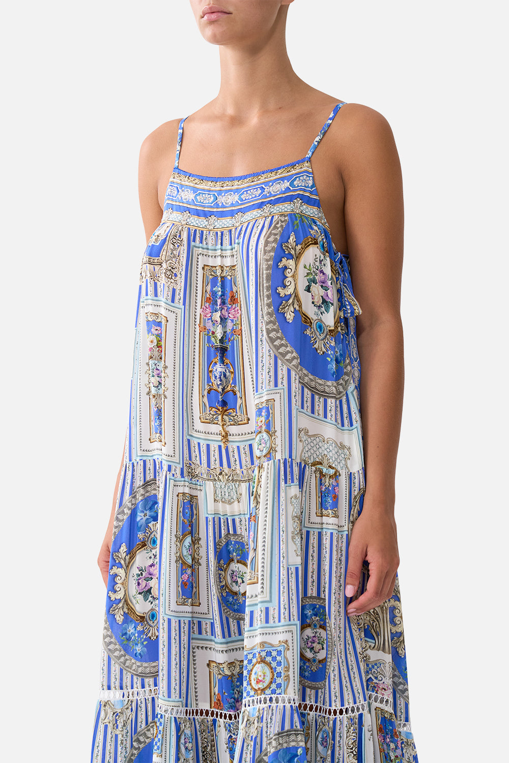 LONG TIERED DRESS WITH BOW TIES OTTOMAN OPULENCE