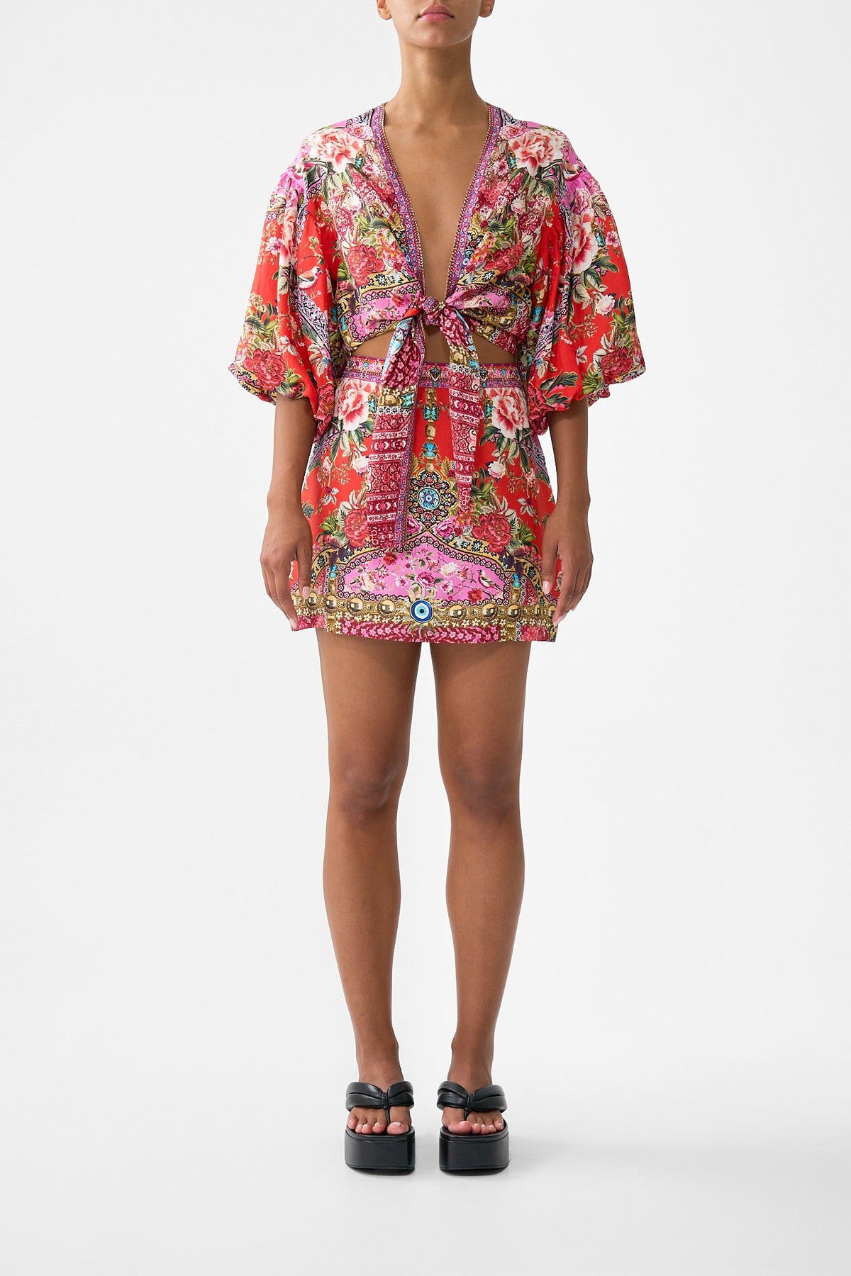 TIE FRONT PUFF SLEEVE TOP HEIRLOOM EMPIRE