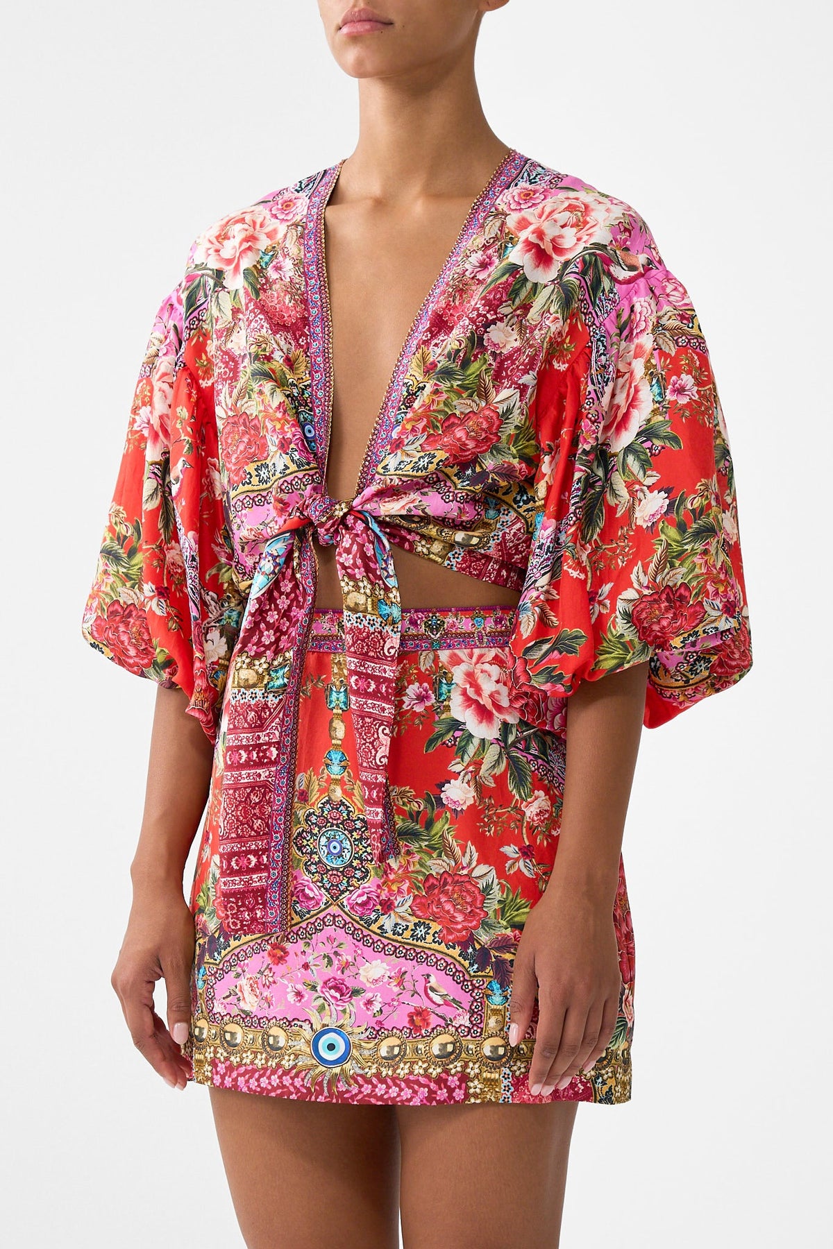 TIE FRONT PUFF SLEEVE TOP HEIRLOOM EMPIRE