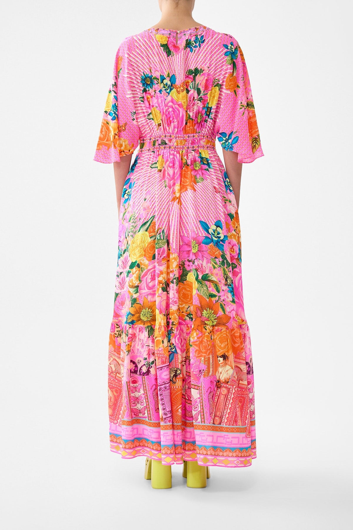 WAISTED DRESS WITH HEM RUFFLE ILLUSTRATION NATION