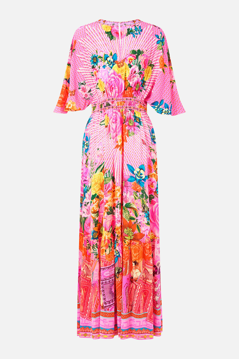 WAISTED DRESS WITH HEM RUFFLE ILLUSTRATION NATION