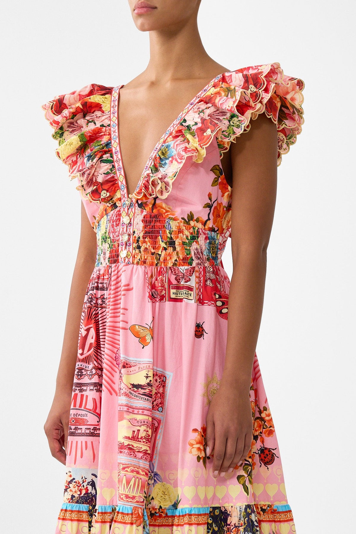 TIERED DRESS WITH NECK FRILL COLLAGE KINGDOM