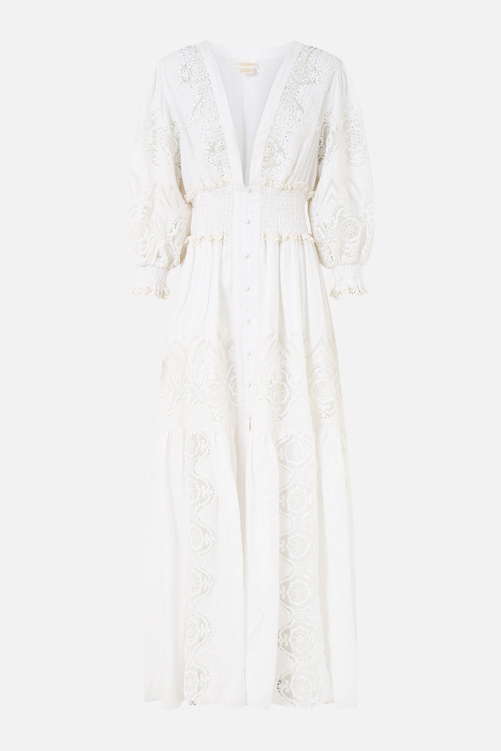 SHIRRED WAISTBAND LONG DRESS ALL ABOUT THAT LACE