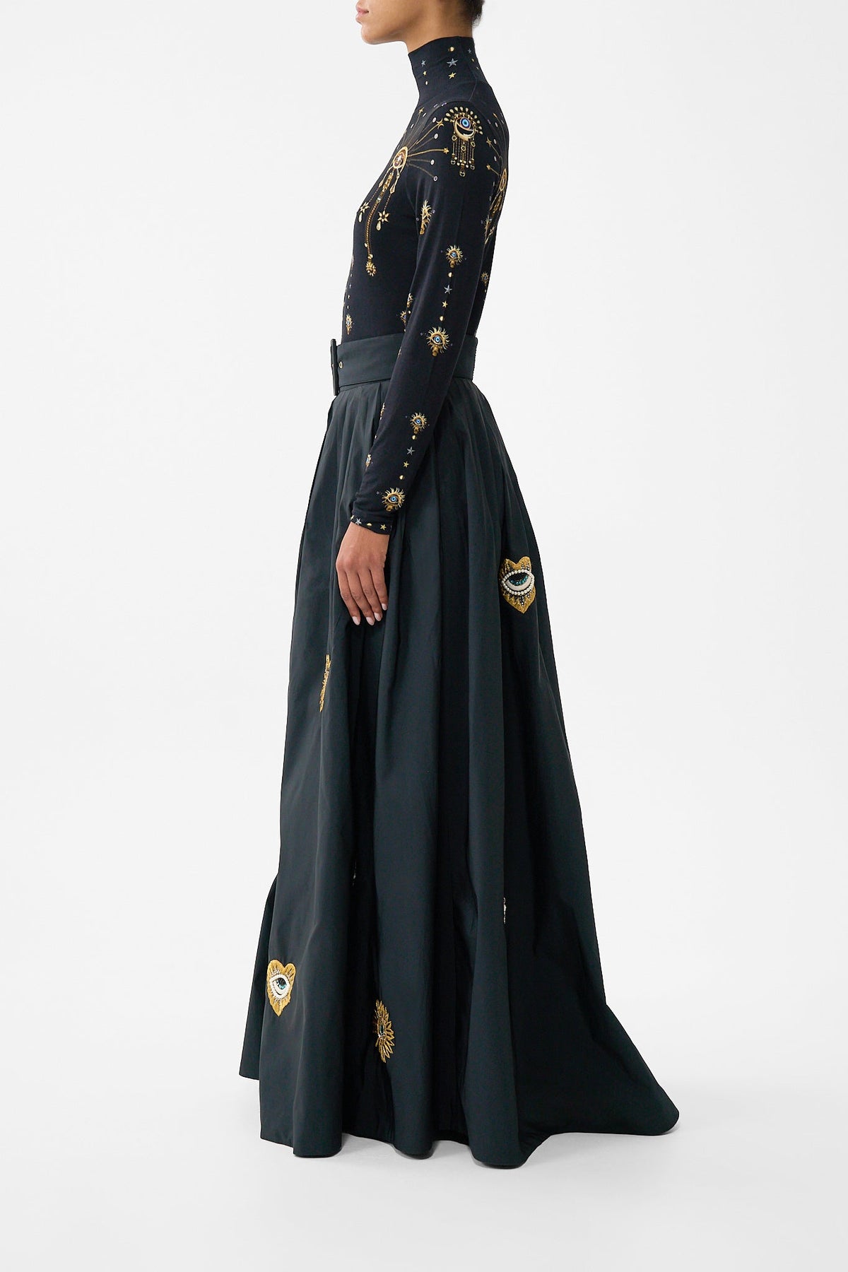 BELTED TAFFETA MAXI SKIRT AMULETS AND ALCHEMY