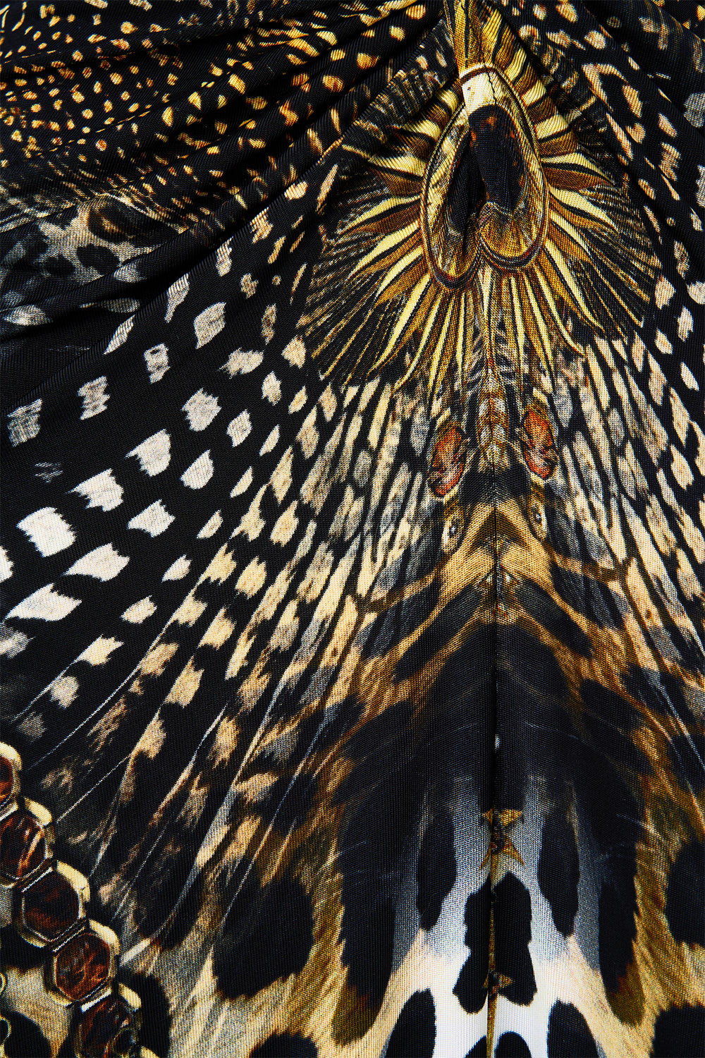 LONG SPLIT FRONT TWIST DRESS FELINE FOLKLORE