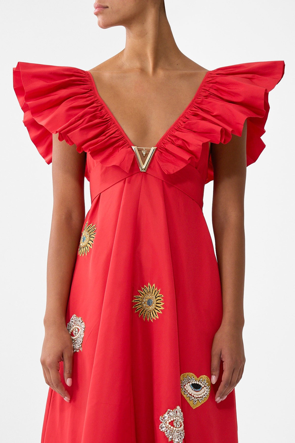 FRILL NECK DRESS WITH HARDWARE NAZAR NIRVANA