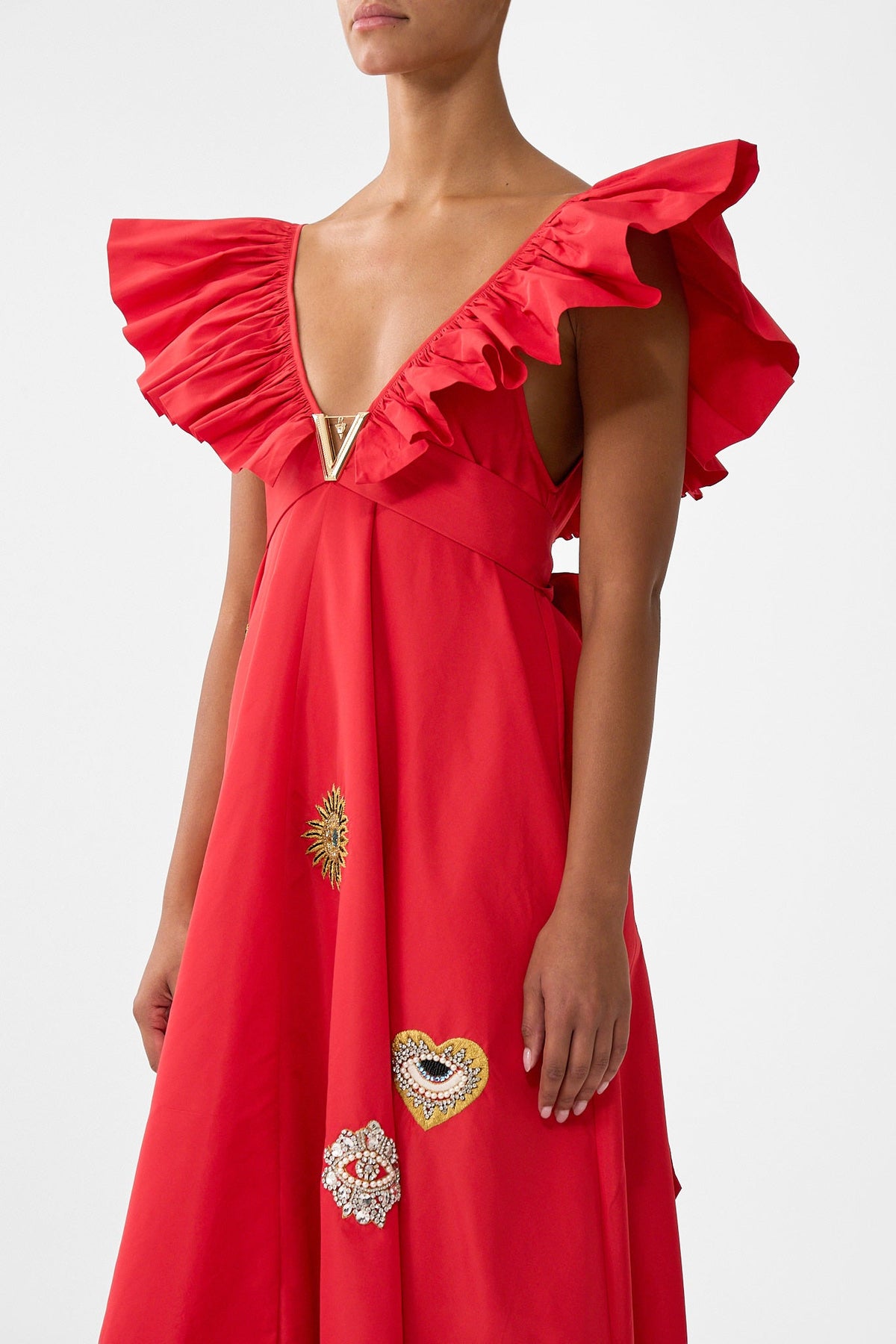 FRILL NECK DRESS WITH HARDWARE NAZAR NIRVANA