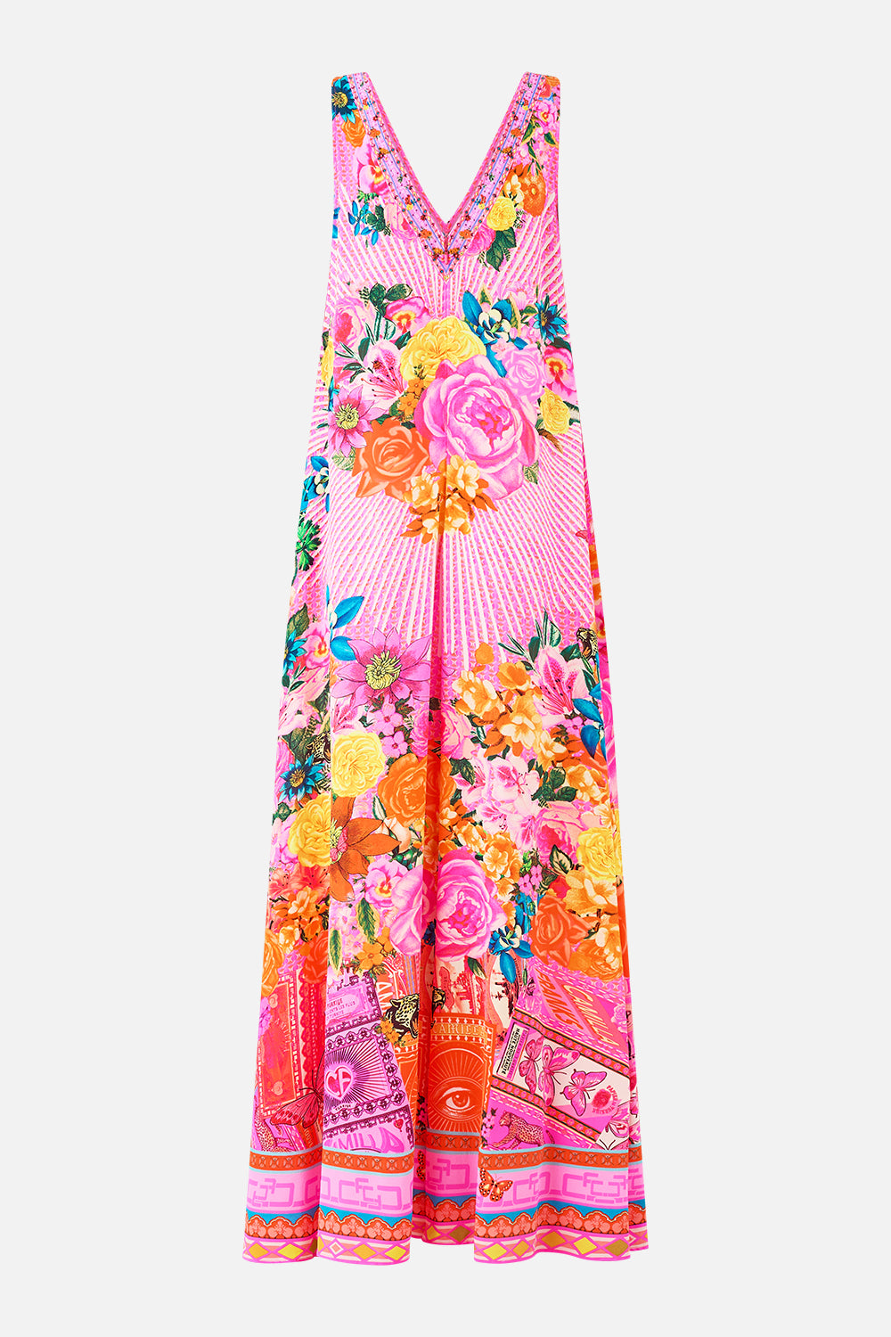 V-NECK FLARED JUMPSUIT ILLUSTRATION NATION