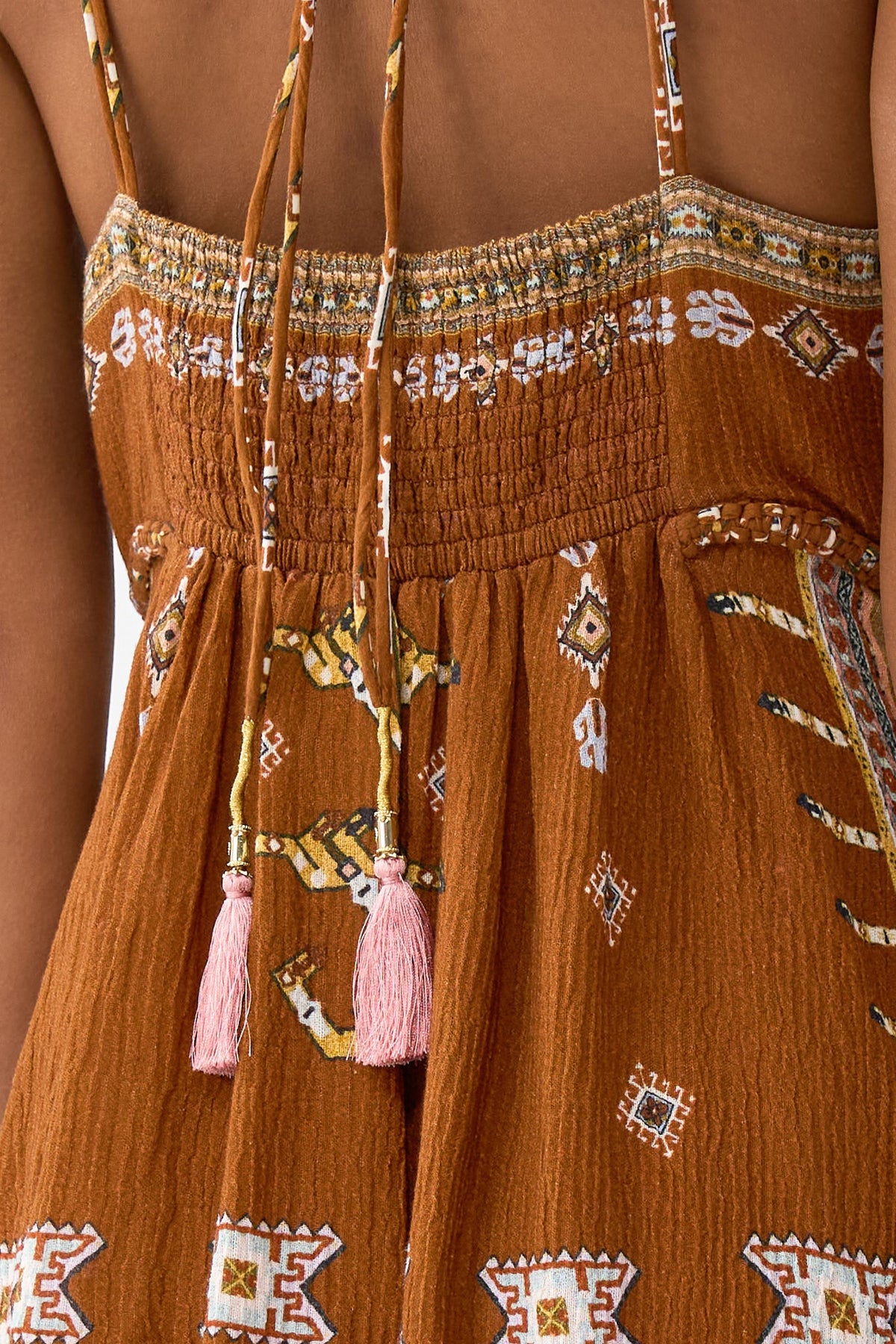 SHORT FLARED DRESS WITH MACRAME DETAIL FABRIC OF TIME