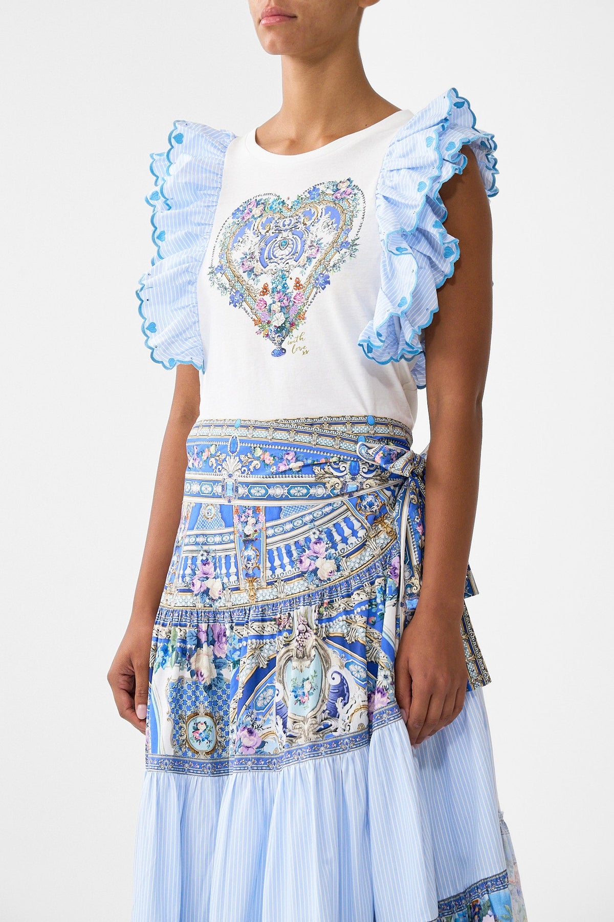 DOUBLE FRILL SLEEVE TEE OTTOMAN OPULENCE