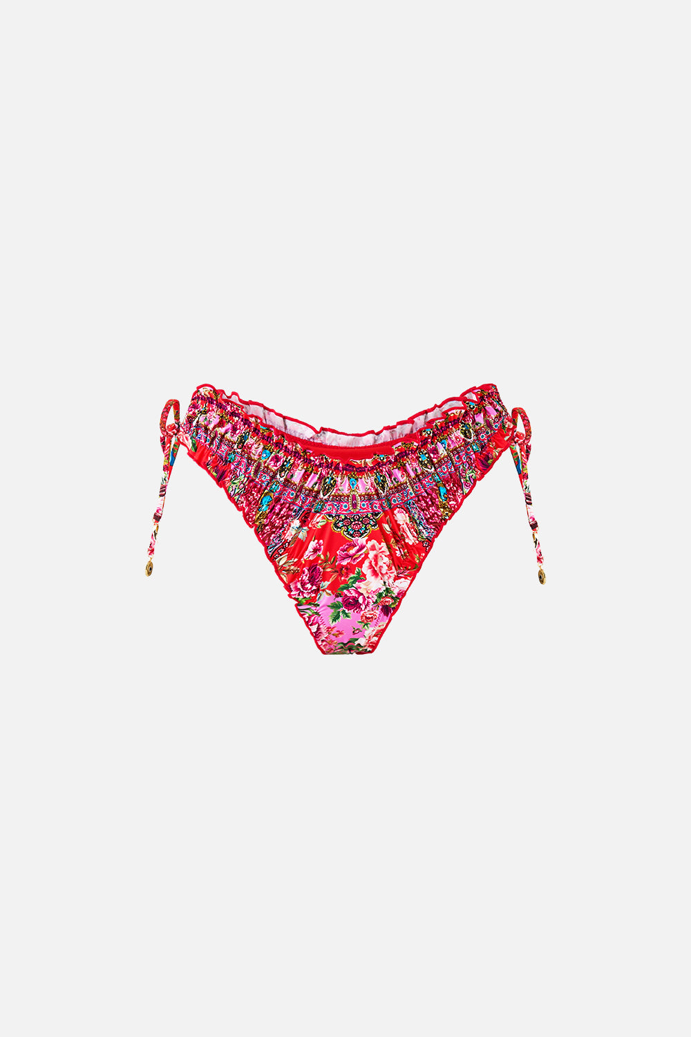 RUCHED SKIMPY BIKINI BOTTOM WITH TIE SIDES HEIRLOOM EMPIRE