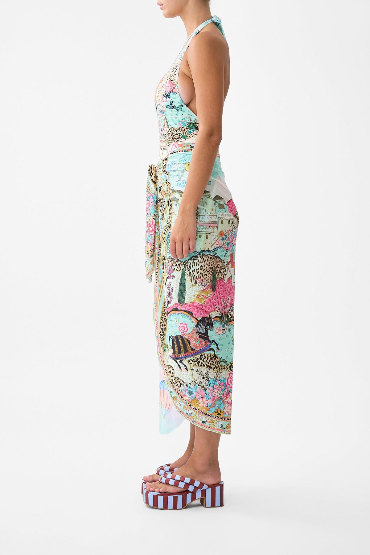 LAYERED MAXI SARONG WITH TIE FRONT MINIATURE MOMENTS