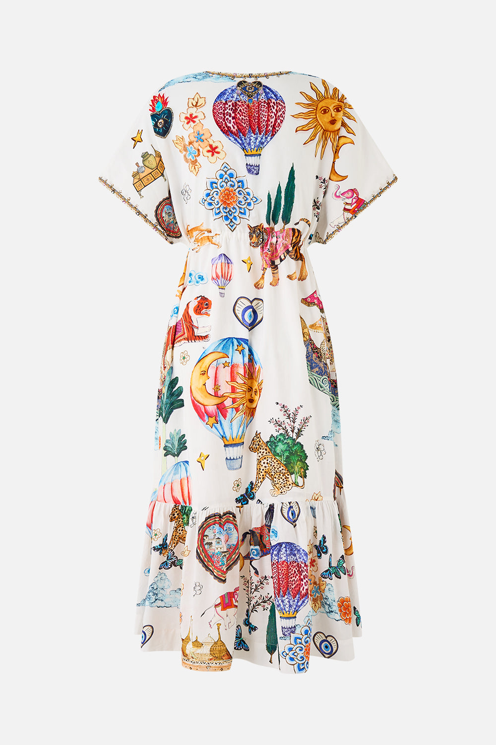 V-NECK EMBROIDERED MIDI DRESS KAPADOKYA KITSCH