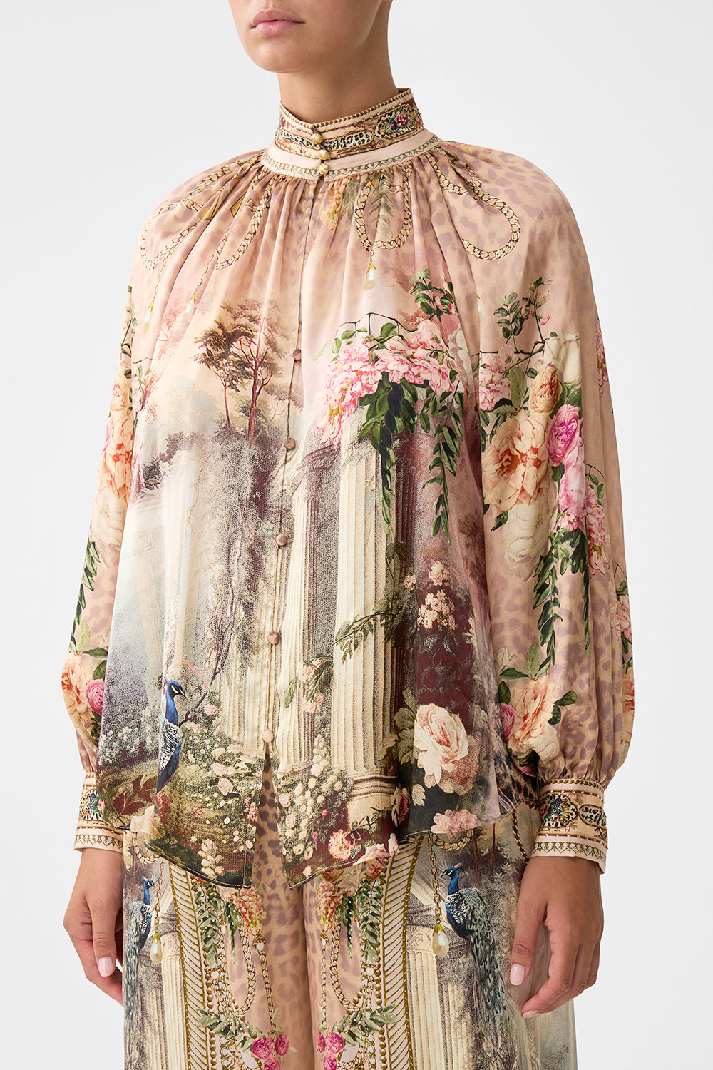 RAGLAN BUTTON UP SHIRT WATERCOLOUR WONDERLAND