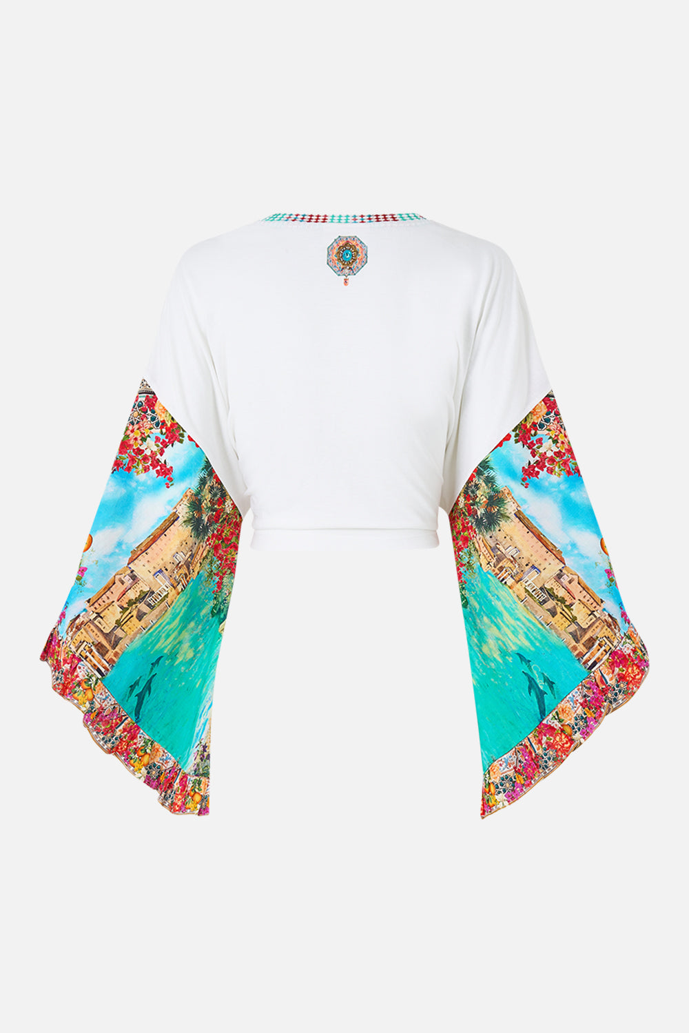 TIE FRONT RUFFLE SLEEVE T-SHIRT MEET ME IN MALLORCA