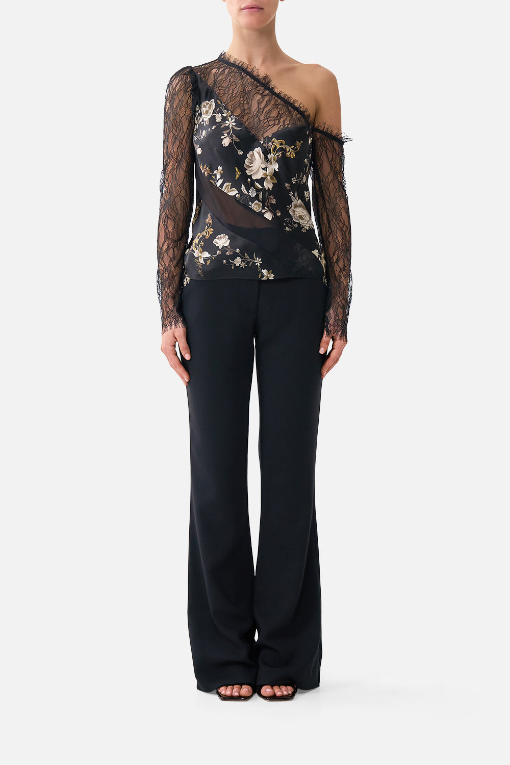 LACE SPLICE ONE SHOULDER TOP FLAMENCO FOLKLORE