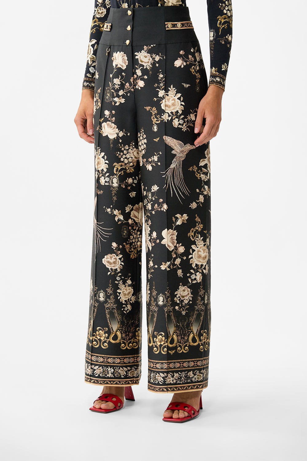 TAILORED PANT WITH WAIST BUTTON DETAIL FLAMENCO FOLKLORE