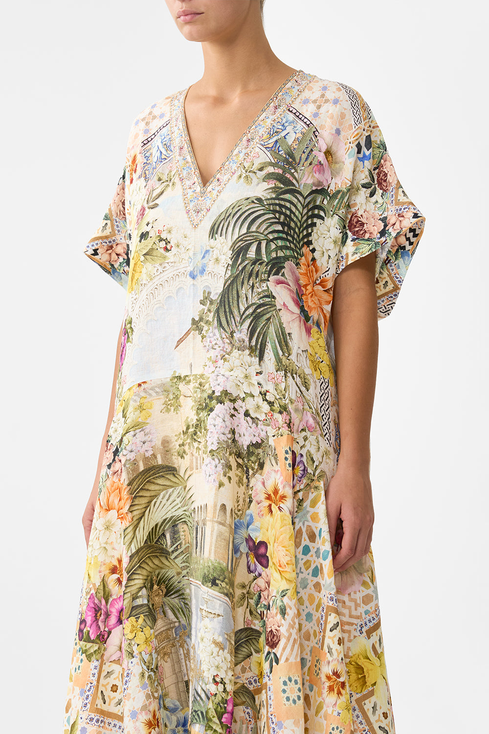 V NECK KAFTAN WITH DROP WAIST THE ARCHITECTS OF ALCÁZAR