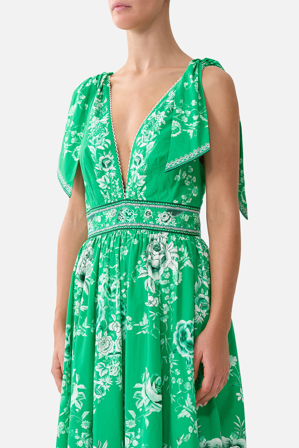 WAISTED MIDI DRESS WITH SHOULDER TIES SACROMONTE SEÑORITA