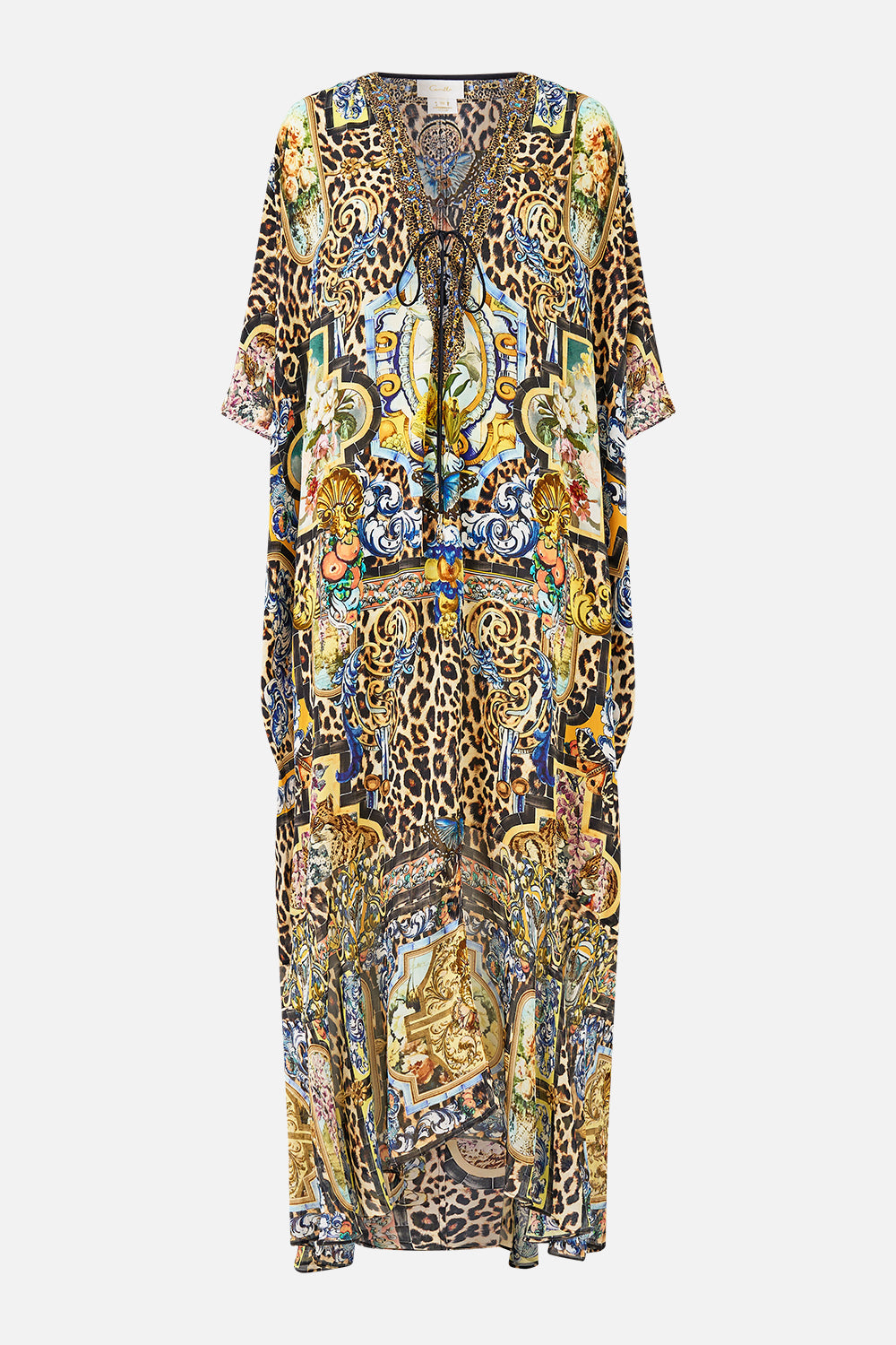 LACE UP KAFTAN WITH HEM RUFFLE SEVILLIAN STYLE