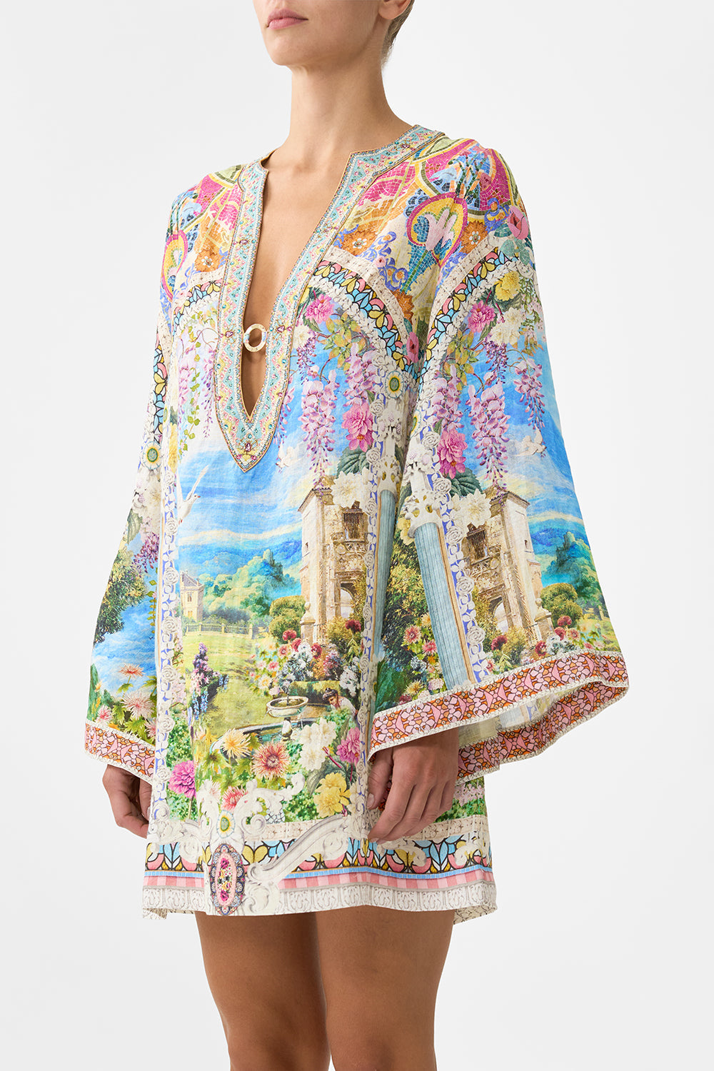 DEEP V NECK HARDWARE SHORT KAFTAN NAVÀS NOUVEAU
