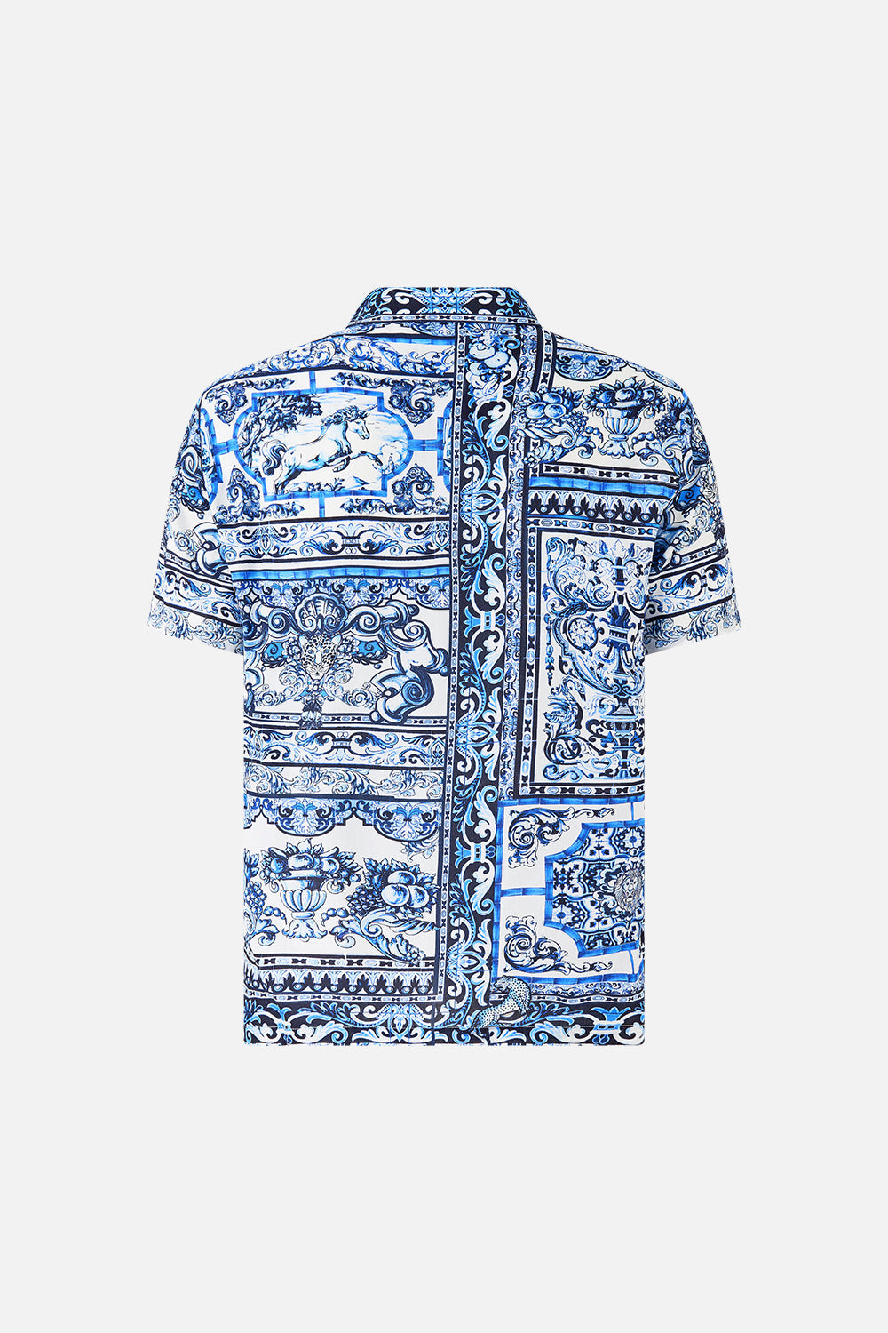 SHORT SLEEVE CAMP COLLARED SHIRT A TILED WONDERLAND