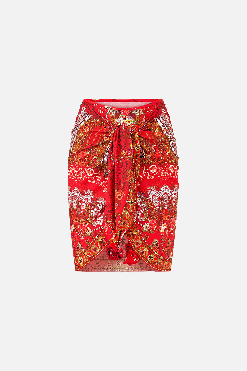 LAYERED MINI SARONG WITH ROSETTE TIE FRONT OLÉ OLÉ