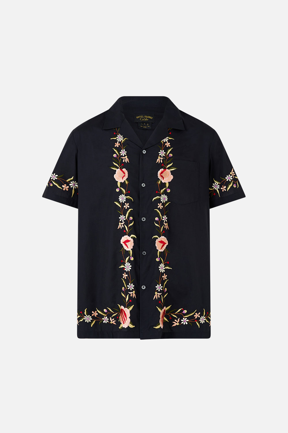 EMBROIDERED SHORT SLEEVE CAMP COLLARED SHIRT DAUGHTERS OF DUENDE