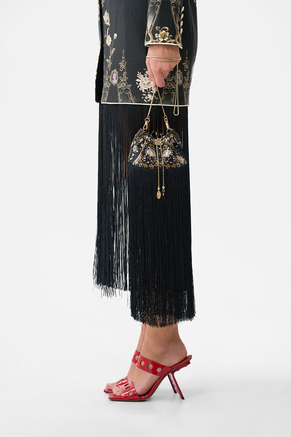 DRAWSTRING POUCH WITH FRINGING FLAMENCO FOLKLORE