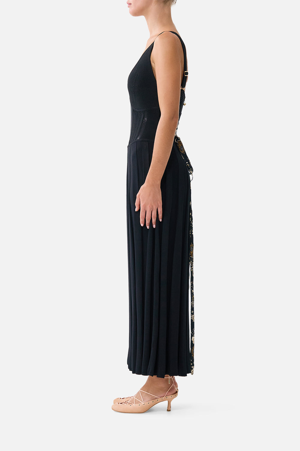 CORSET DETAIL FLARE KNIT DRESS FLAMENCO FOLKLORE