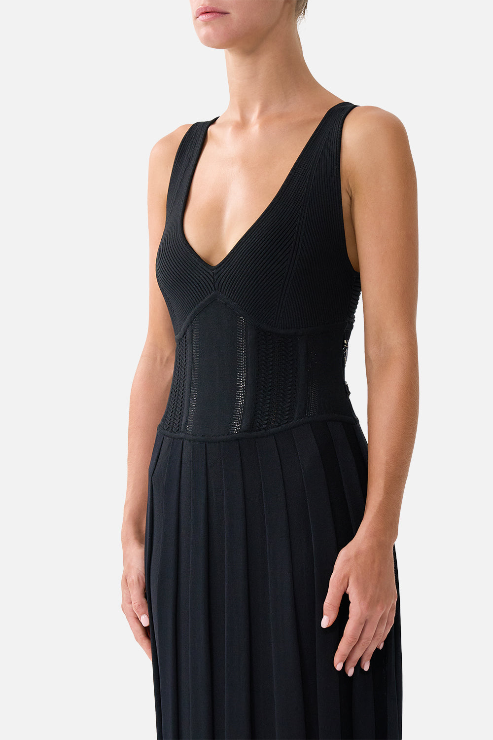 CORSET DETAIL FLARE KNIT DRESS FLAMENCO FOLKLORE